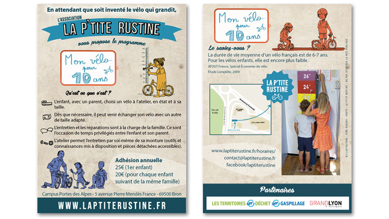 Flyer recto-verso pour l’association “La p’tite rustine”